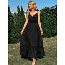 딥 브이넥 셔링 랩 캐미 원피스 여성 솔리드 민소매 등이없는 파티 봄 여름 비스코스 캐미솔 맥시