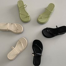 커스텀니즈 얇은 스트랩 통굽슬리퍼 6cm