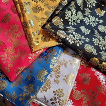 한복원단 금박 은박 찍힌 전사양단(1/4마) 인형 한복 만들기 규방공예 조각보, 금박무늬진분홍양단