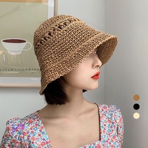 와이제이 밀짚모자 여름벙거지 왕골모자 플로피햇 라피아햇 여성모자 비치모자 와이드챙 YJK034B