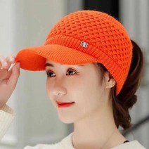 반야스토리 포니테일 니트 썬캡 골프 모자
