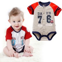 넘버 베이 스볼 반팔 바디슈트 3-24개월 신생아외출복 백일 6개월 룸퍼 비롬퍼 외줄복 옷 내복 아기