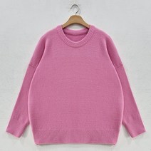 뜨개진 여성용 오버핏 도톰 박시 니트 쥬드 라운드