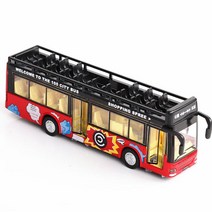 1:32 더블 오픈 버스 금속 합금 다이캐스트 및 장난감 차량 자동차 모델 미니어처 스케일 모델 에뮬레이션 전기 장난감 자동차, 노란색