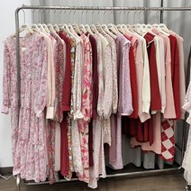 케이블니트원피스 2 시작 레드 핑크 라인 봄 신작 투피스 긴팔 니트 쉬폰 드레스 120 골지니트롱