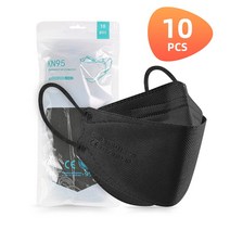 10-200 Pieces CE FFP2 마스카라 KN95 페이스 마스크 4 레이어 필터 입 성인 호흡기 보호 KF94 FFP2MASK, 01 Black 10 PCS