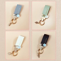 튜모 기아 K3 K5 K7 K8 K9 스포티지 쏘렌토 카니발 EV6 니로 스팅어 모하비 레이 모닝 TPU 골드라인 스마트키케이스 키링, 스트랩, 아이보리