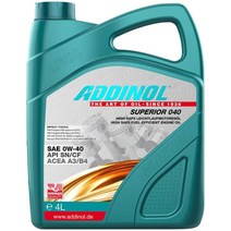 [독일] ADDINOL Superior 0W-40 A3B4 엔진오일 4리터 저마찰