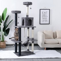 나무위의고양이 캣타워 스크레처 캣워커 선반 국내 배달 cat tree condo house furniture sisal scratch posts for cat 점프 장난감 나무, amt0005gy, l