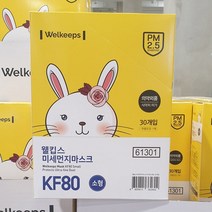 웰킵스 미세먼지 마스크 KF80 소형 30개입 노랑토끼, WELKEEPS_30p