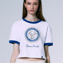 coquetstudio [코케트스튜디오] [WOMAN] COLLEGE LESSER FACE LOGO CROP T WHITE