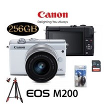 캐논 EOS M200+15-45MM IS STM KIT+LCD보호필름+크리닝킷+SD16GB 풀패키지 미러리스카메라, 블랙256G패키지