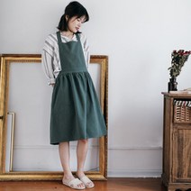 부드러운 린넨 여름 앞치마 앞치마형원피스 네일샵 여자 유니폼앞치마 홀, 그레이