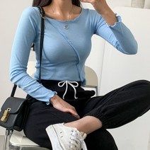 겟잇미 아도즈 골지 스판 여리 무지 티셔츠