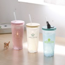 국내생산 주문 제작 심플 빨대컵 670ml 리유저블 투명 돔 콜드컵 텀블러 플랫 _ 22092786EA, 쿠팡 자비샵 핑크