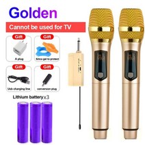 UHF 무선 마이크 충전 녹음 가라오케 2 채널 핸드 헬드 파티 가족 회의 교회 학교 6.5mm, 금 금