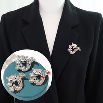 디아픽 패션 큐빅 크리스탈 여우 브로치 옷핀 뱃지 코사지 정장 여성 패션브로치