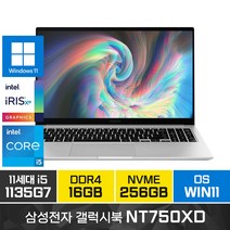 [한컴오피스증정]삼성전자 노트북 갤럭시북 시리즈 윈도우11프로 가성비 기업 주식 업무용 고급형, NT750XD, WIN11 Pro, 16GB, 256GB, 코어i5, 실버