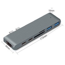 usb허브 c타입허브 호환 유형 C 허브 7-in-1 듀얼 USB-C 4K HD 출력 SD/TF 카드 판독기 3.1 Type-C 포트 3, 한개옵션0
