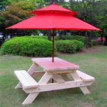 [이베스타] A형 야외용 원목테이블세트(4인-6인-8인), 8인 무도색(6자-1800mm)