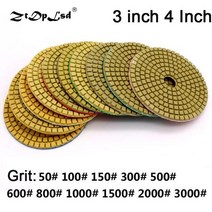 대리석연마기 ZtDpLsd-3 인치/4 인치 드라이 폴리시 패드 샌딩 디스크 대리석 화강암 폴리셔 유연한 스톤 세라믹 타일 본드 페이드 샌더 그라인드 수공구, 50, 4Inch, 50+4Inch