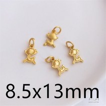 금토끼 선물 장식 소품 순금 황금 14K 골드 도금 귀여운 리틀 베어 토끼 펜던트 수제 보석 DIY 팔찌 목걸이 쥬얼리, 01 1개, 33 8.5x13mm