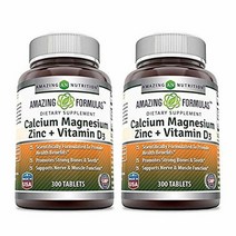 Amazing Formulas 칼슘 마그네슘 아연 D3 식이 보충제 1회 제공량당 3개의 알약 (300정 (2팩)), 300 Count (Pack of 2)