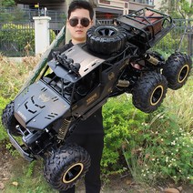 4WD 크로스컨트리 건타입 오프로드 클라이밍 RC카, 4배터리 세트, 초대형 스피드 6륜 클라이밍(합금) 골드
