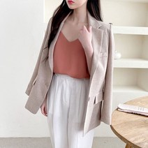 오슈 심플한 기본 데일리룩 실크 파임 민소매 끈 나시