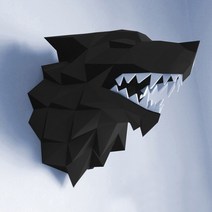 해외직구 왕좌의 게임 3D 종이 퍼즐 레드 드래곤 헤드 하우스 Targaryen 스탁 모델 성인 선물 키즈 벽 장식 홈 장식, Black Wolf