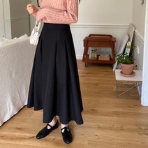 바잉몰 여성 소원담아 뒷밴딩 플리츠 롱 스커트 -4color