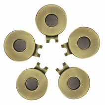 PINMEI 골프 모자 클립 골프공 마커 홀더 캡 밸류 5피스 선물 골퍼 여성 남성용 (실버), Antique brass