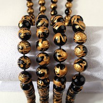 [5604-B-02]원석라운드 10mm 사방신원석(청룡 백호 주작 현무) 오닉스금색 1개