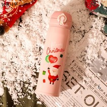 2023 크리스마스 텀블러 남녀 점프 스텐 물컵 캐릭터 선물 컵 맞춤 도매, 핑크 산타, 500마라
