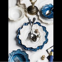 이에스 유럽 모로코 세라믹 접시 볼 디너 플레이팅, 화이트, 5개