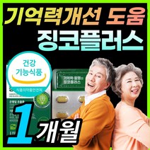 [식약처 인증] 징코 은행잎추출물 비타민 B6 B1 B2 판토텐산 아연 나이아신 플라보놀배당체 함유 뇌 머리 두뇌 기억력 감퇴 저하 건강 개선 도움 영양제 보조제 부모님 어르신, 1개월 / 1개