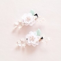 BEEU 비유 하양 매화꽃핀 세트 한복 장신구 머리핀 2개 1SET
