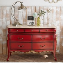 [더리체] [착불상품] 빈티지엔틱 루띠끄 레드 7D 와이드서랍장, 상세 설명 참조