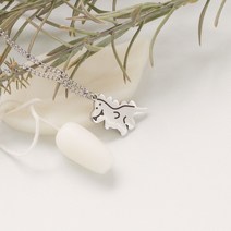 공룡 미아방지 목걸이/써지컬 미아방지 목걸이, 납작체인(제품컷), 35+5cm(착용사이즈)