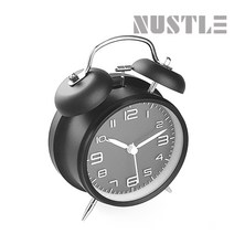 NUSTLE 알람시계 건전지 책상시계 소리큰 트윈벨 자명종 탁상시계, 블랙