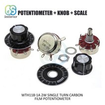 10K Ohm WTH118 DIY 키트 부품 2W 1A 단일 회전 탄소 필름 전위차계 손잡이 스케일, 한개옵션0
