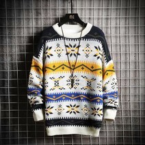 남성 노르딕 패턴 겨울 라운드넥 니트 스웨터 NT114