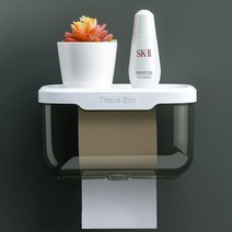 솔브리빙 심플 화장실 방수 투명 아크릴 두루마리 두루말이 휴지케이스, 1개, 블랙 라지