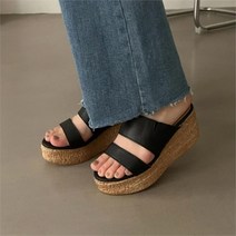 [VY] 여성 샌달 코르크 키높이 플랫폼 스트랩 슬리퍼
