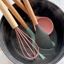 컬러풀한 친환경 실리콘 파스텔 조리도구 키친툴 세트 4P 국자 뒤집게 쿠킹, 민트