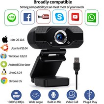 새로운 울트라 HD 웹캠 마이크 스탠드 노트북 데스크탑 비디오 통화 유튜브 녹음 USB 풀 1080P 웹 카메라, [01] Black