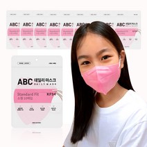 [100매] ABC 에이비씨 데일리 새부리형 황사방역용 마스크 KF94 소형, 10개, 핑크, 10개입