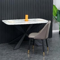 스터디카페의자 드라마협찬가구 인테리어 홈쇼핑 식탁의자 노르딕 모던 심플의자 가정용, 03 의자 네 개에 연청 가죽