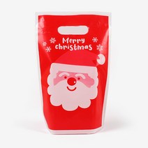 피크닉앤패키지 크리스마스선물포장산타포장봉투, 메리산타 손잡이1827비닐백, 10장