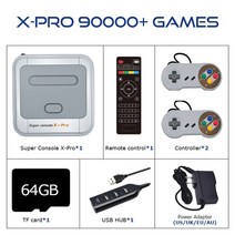 2.4g 무선 컨트롤러가 장착된 117000+ 게임이 포함된 ps1pspn64dc용 레트로 와이파이 슈퍼 콘솔 x 프로 4k hd tv 비디오 게임 콘솔, pro-64g-2xwired, 우리를